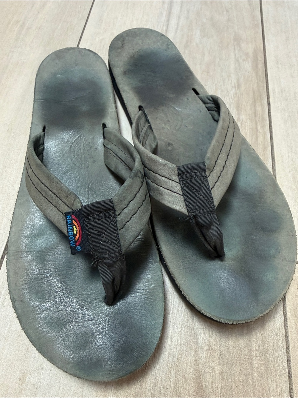 Womens leather Rainbow flip flops size 9 or XL